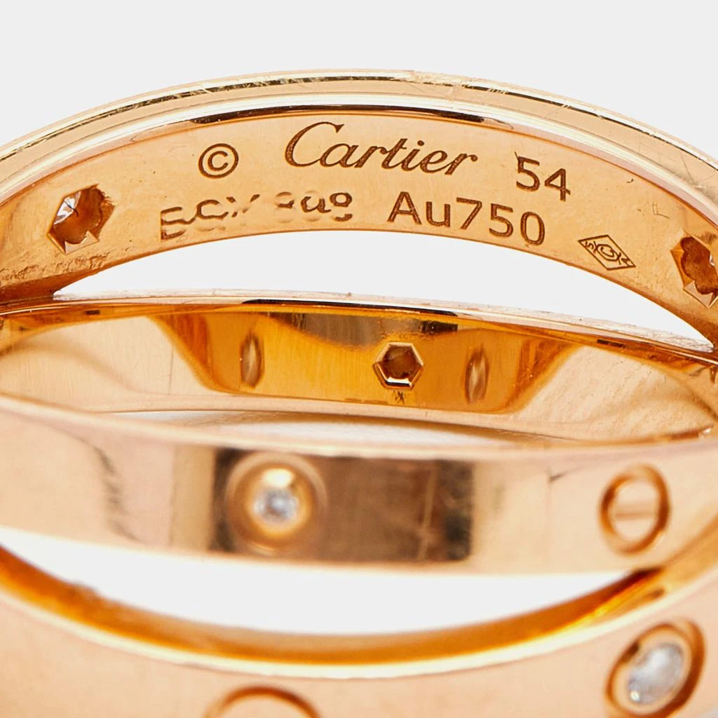 Cartier Love 6 Diamonds 18K Rose Gold Double Band Ring Size 54 商品