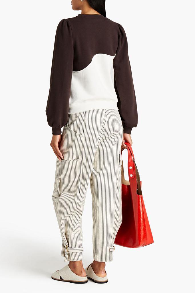 商品Ganni|Embroidered two-tone organic cotton-fleece sweatshirt,价格¥624,第1张图片