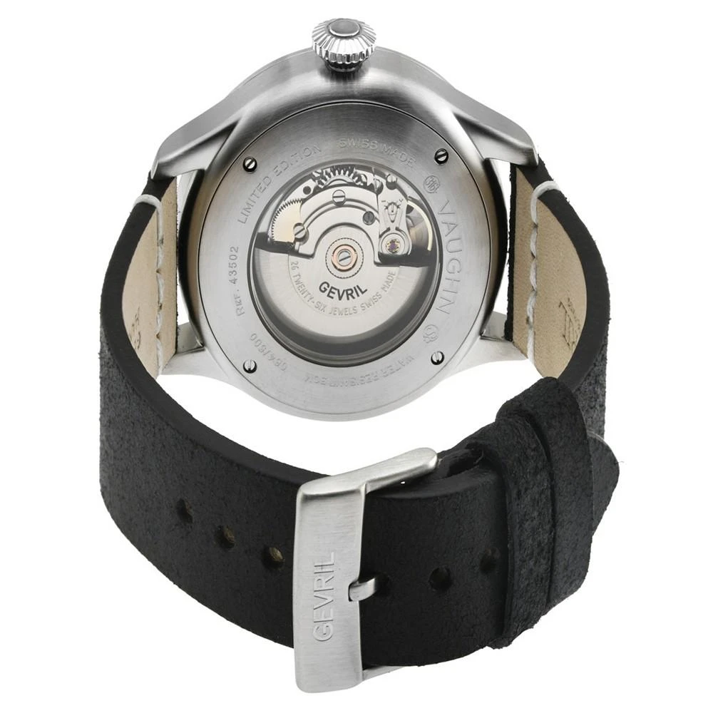 商品Gevril|Men's Vaughn Swiss Automatic Italian Black Leather Strap Watch 44mm,价格¥9942,第3张图片详细描述
