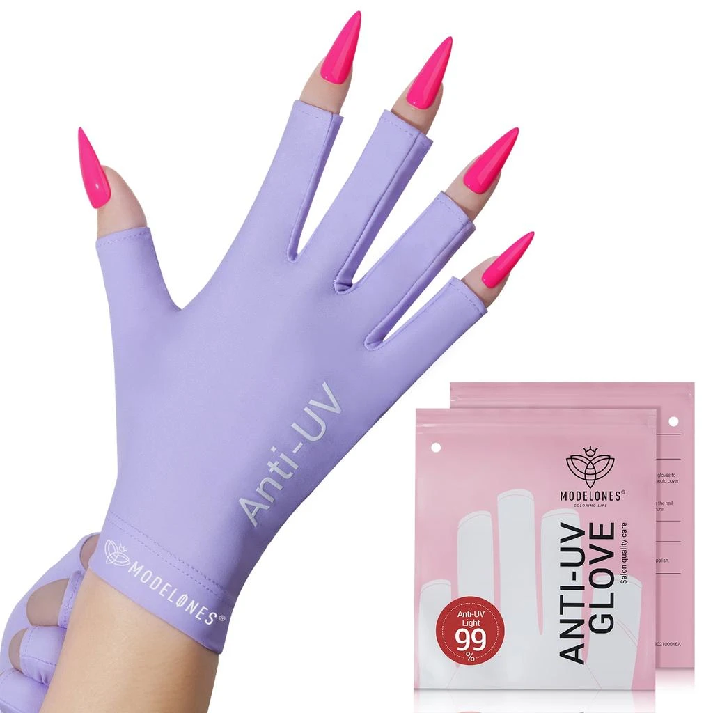 商品[国内直发] MODELONES|Glove For Nails Salon|防紫外线美甲手套UPF 99+ - 紫色,价格¥97,第1张图片