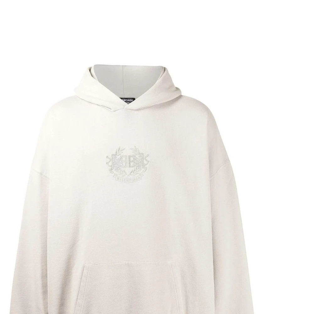 商品[国内直发] Balenciaga|巴黎世家 SS22 Logo刺绣长袖连帽卫衣 男款 米白色,价格¥3822,第6张图片详细描述