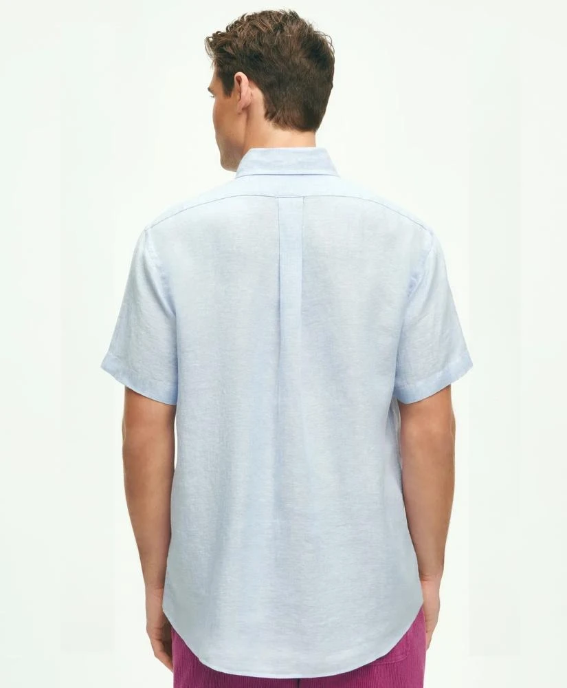 商品Brooks Brothers|Irish Linen Short-Sleeve Sport Shirt,价格¥955,第4张图片详细描述