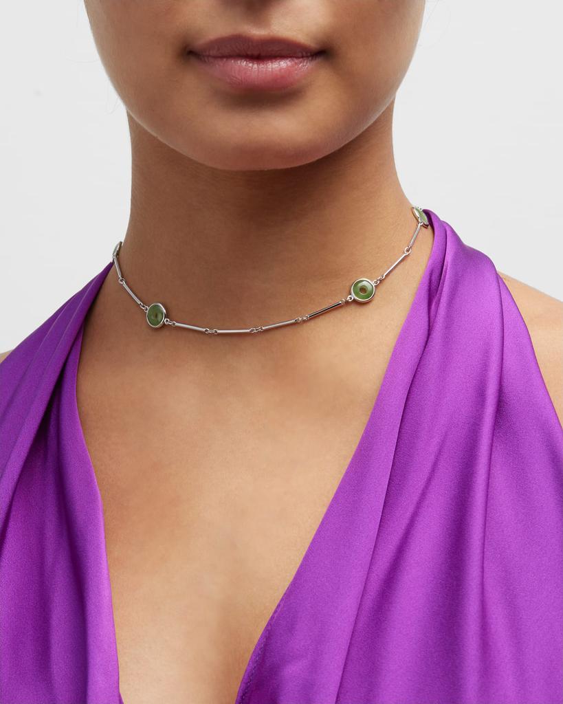 18K White Gold Necklace with Nephrite Jade Rounds商品第2张图片规格展示