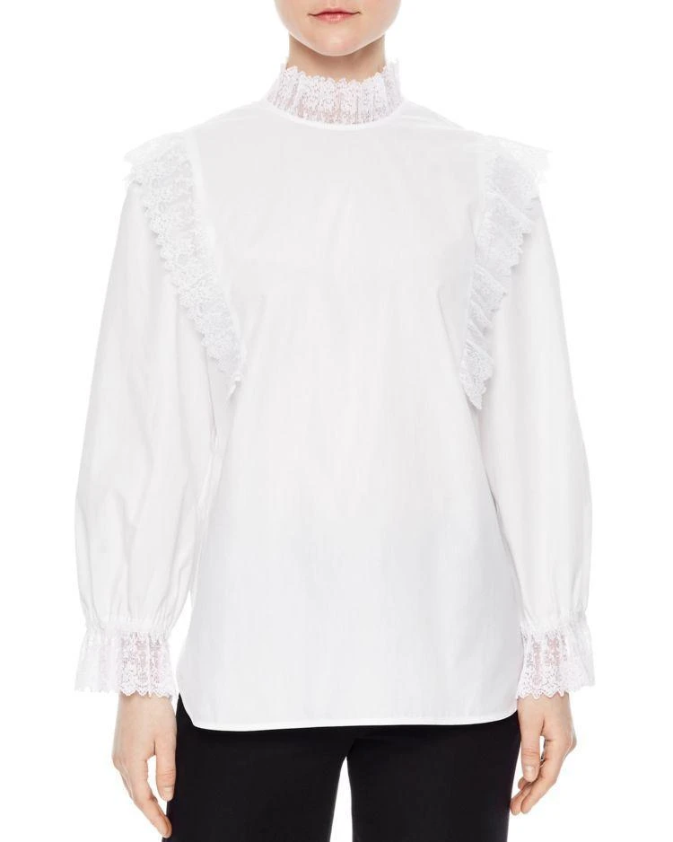 商品Sandro|Andina Lace-Trimmed Top,价格¥1216,第1张图片