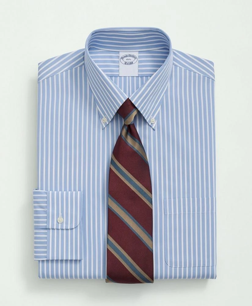 商品Brooks Brothers|Supima® Cotton Poplin Polo Button-Down Collar, Bengal Striped Dress Shirt,价格¥947,第1张图片