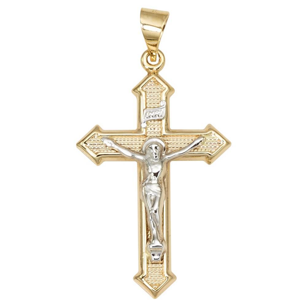 商品Macy's|Crucifix Cross Pendant in 14k Yellow and White Gold,价格¥1061,第1张图片
