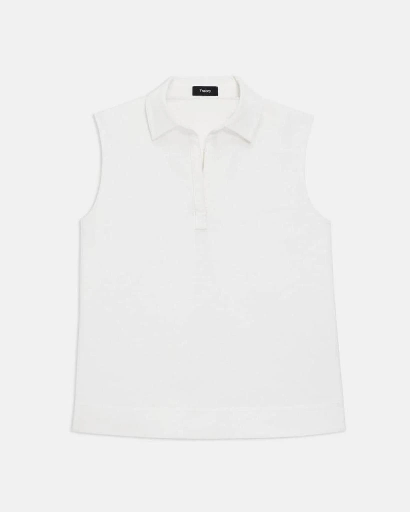 Sleeveless Polo Shell Top in Cotton Piqué 商品