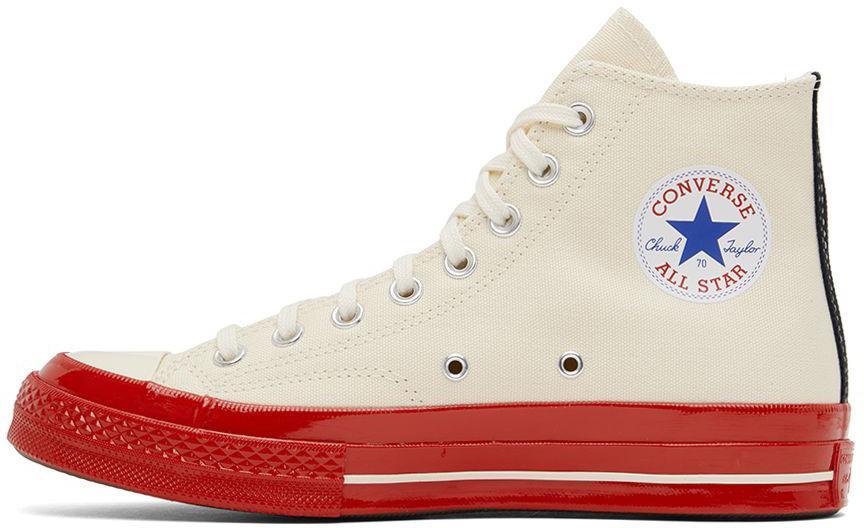 商品Comme des Garcons|Off-White & Red Converse Edition Chuck 70 Sneakers,价格¥1107,第5张图片详细描述
