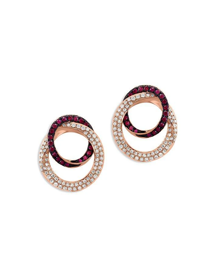商品Bloomingdale's|Ruby & Diamond Interlocking Circle Earrings in 14K Rose Gold,价格¥10226,第1张图片