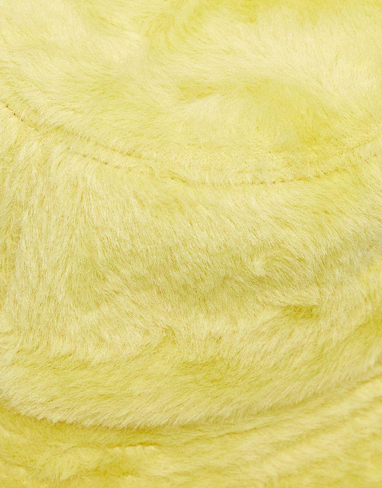 商品Reclaimed Vintage|Reclaimed Vintage fluffy texture bucket hat in bright yellow,价格¥80,第6张图片详细描述