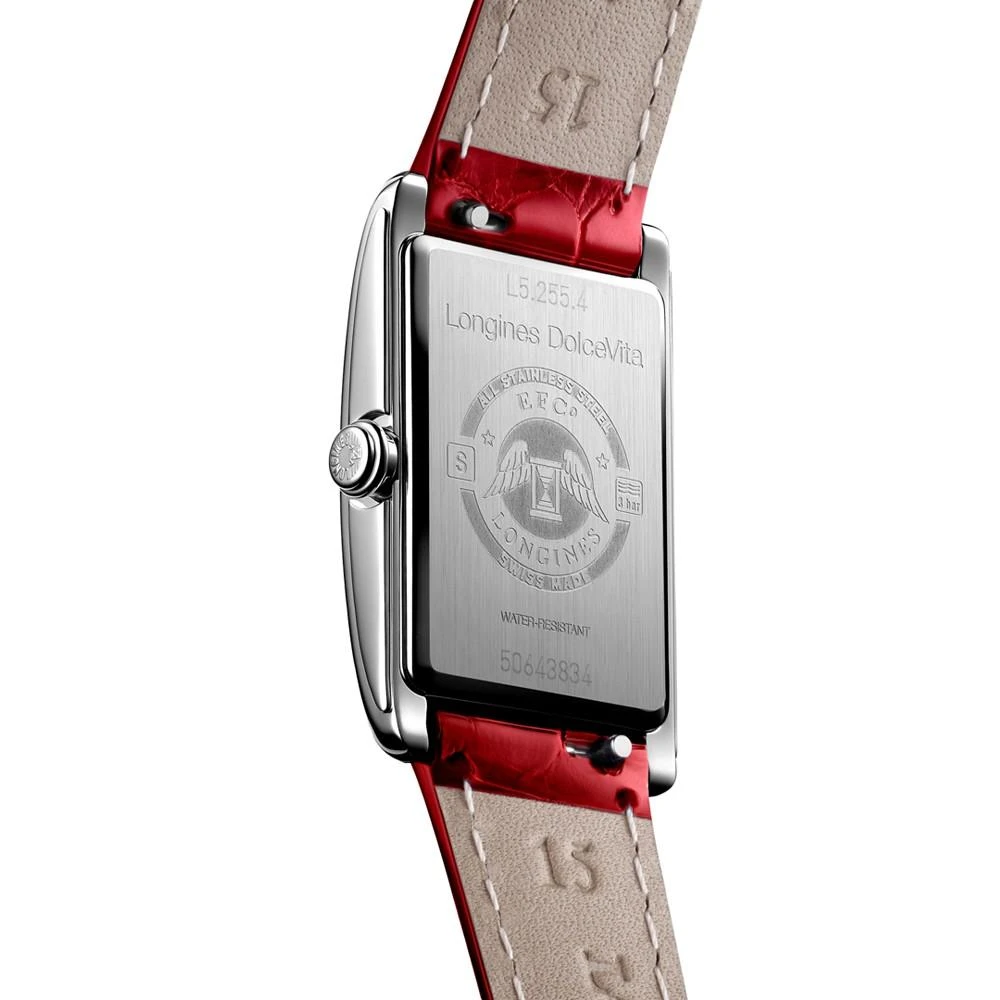 商品Longines|Women's Swiss Automatic DolceVita Red Leather Strap Watch 21x32mm,价格¥10790,第2张图片详细描述