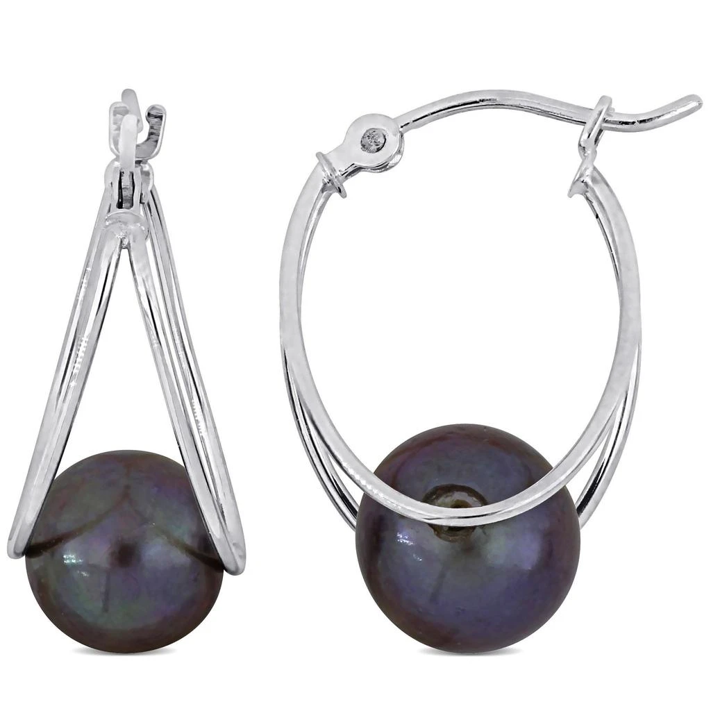 商品Mimi & Max|Mimi & Max 8-8.5mm Black Cultured Freshwater Pearl Drop Earrings in 10k White Gold,价格¥555,第1张图片