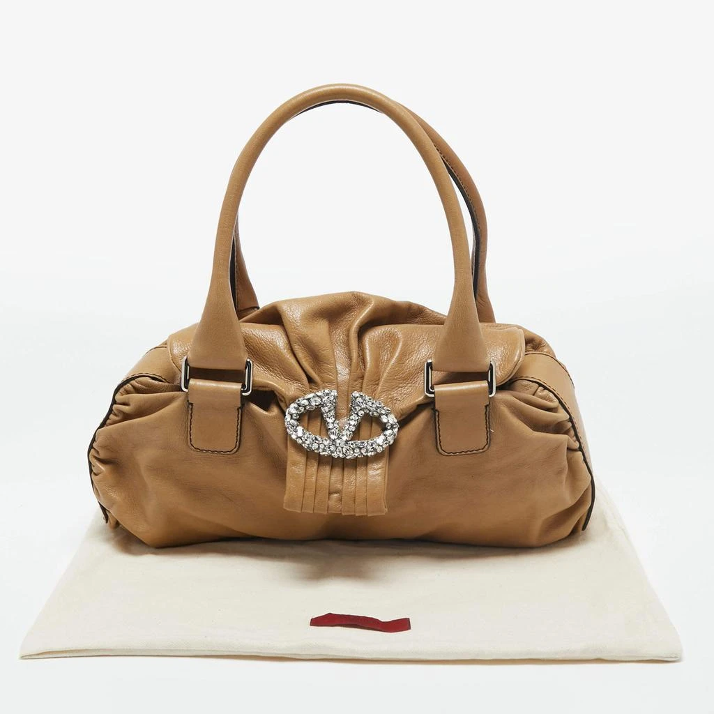 Valentino Brown Leather Studded V Ring Shoulder Bag 商品