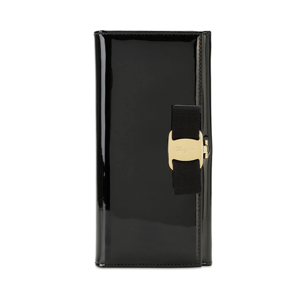 商品[国内直发] Salvatore Ferragamo|SALVATORE FERRAGAMO 女士黑色光面皮革长款钱包 22-A900-588251,价格¥2887,第1张图片