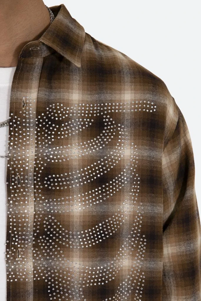 Rhinestone Skeleton Flannel Shirt - Brown 商品