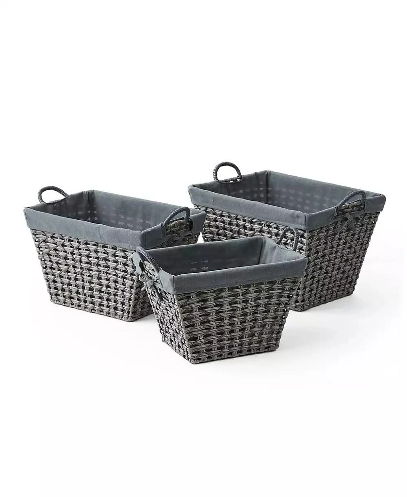 商品Baum|3 Piece Tapered Rectangular Storage Set in Open Weave with Ear Handles and Overlap Lift-Off Liner,价格¥985,第2张图片详细描述
