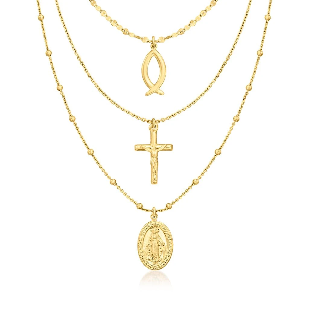 商品Ross-Simons|Ross-Simons Italian 18kt Gold Over Sterling Religious Symbol Multi-Strand Necklace,价格¥909,第2张图片详细描述