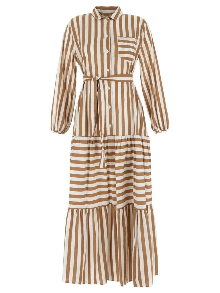 商品SEMICOUTURE|Striped Midi Dress With Belt,价格¥1200,第1张图片