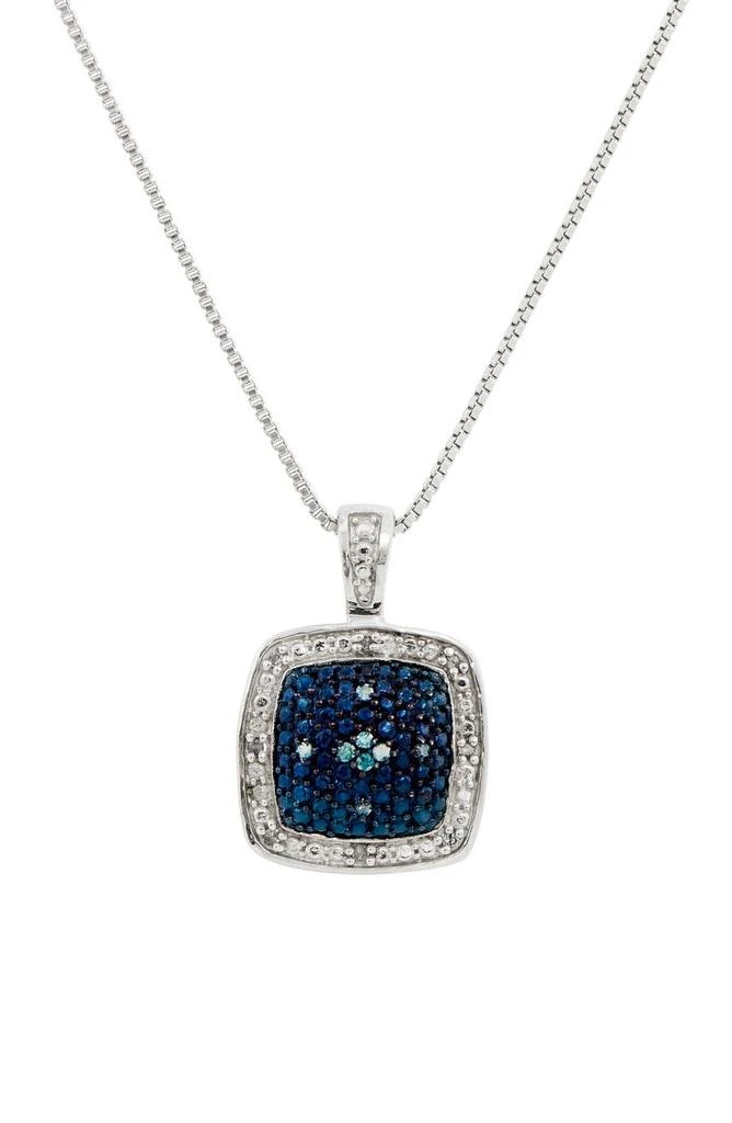 商品Savvy Cie Jewels|Rhodium Plated Blue & White Diamond Pendant Necklace - 0.033ct.,价格¥302,第1张图片