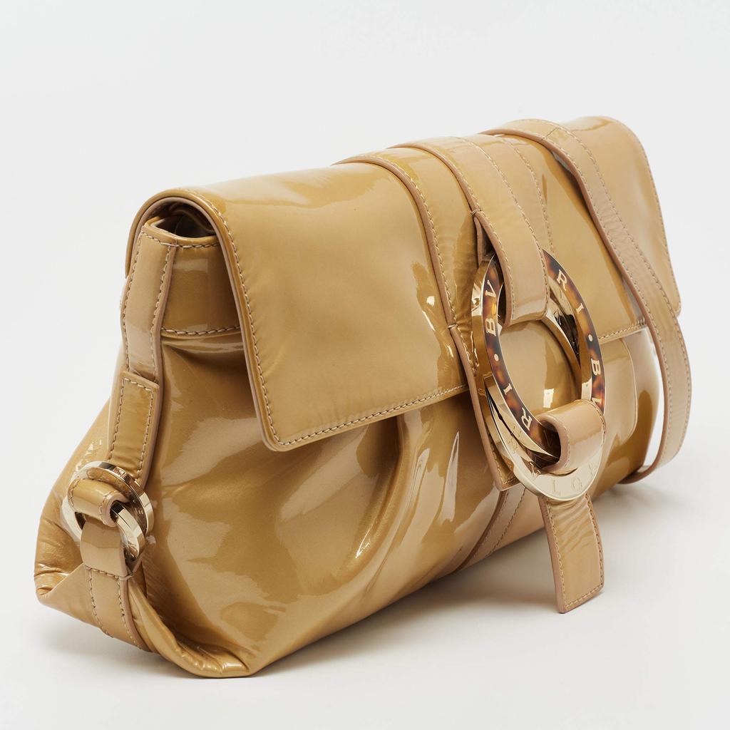 Bvlgari Beige Patent Leather Chandra Shoulder Bag商品第3张图片规格展示