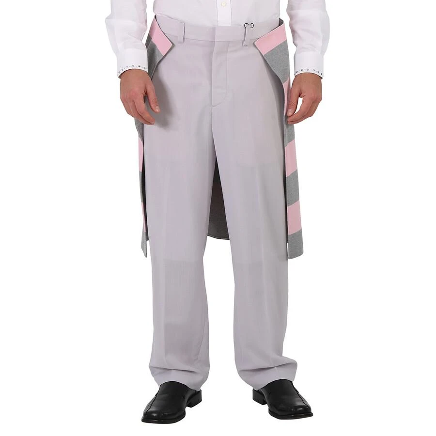 商品Burberry|Men's Light Pebble Grey Striped Skirt Detail Mohair Wool Wide-leg Trousers,价格¥828,第1张图片