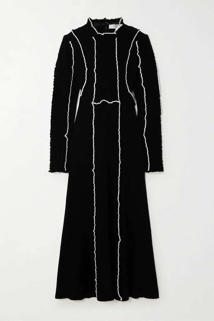 商品Sea|Elin 双色罗纹美利奴羊毛中长连衣裙,价格¥2471,第1张图片
