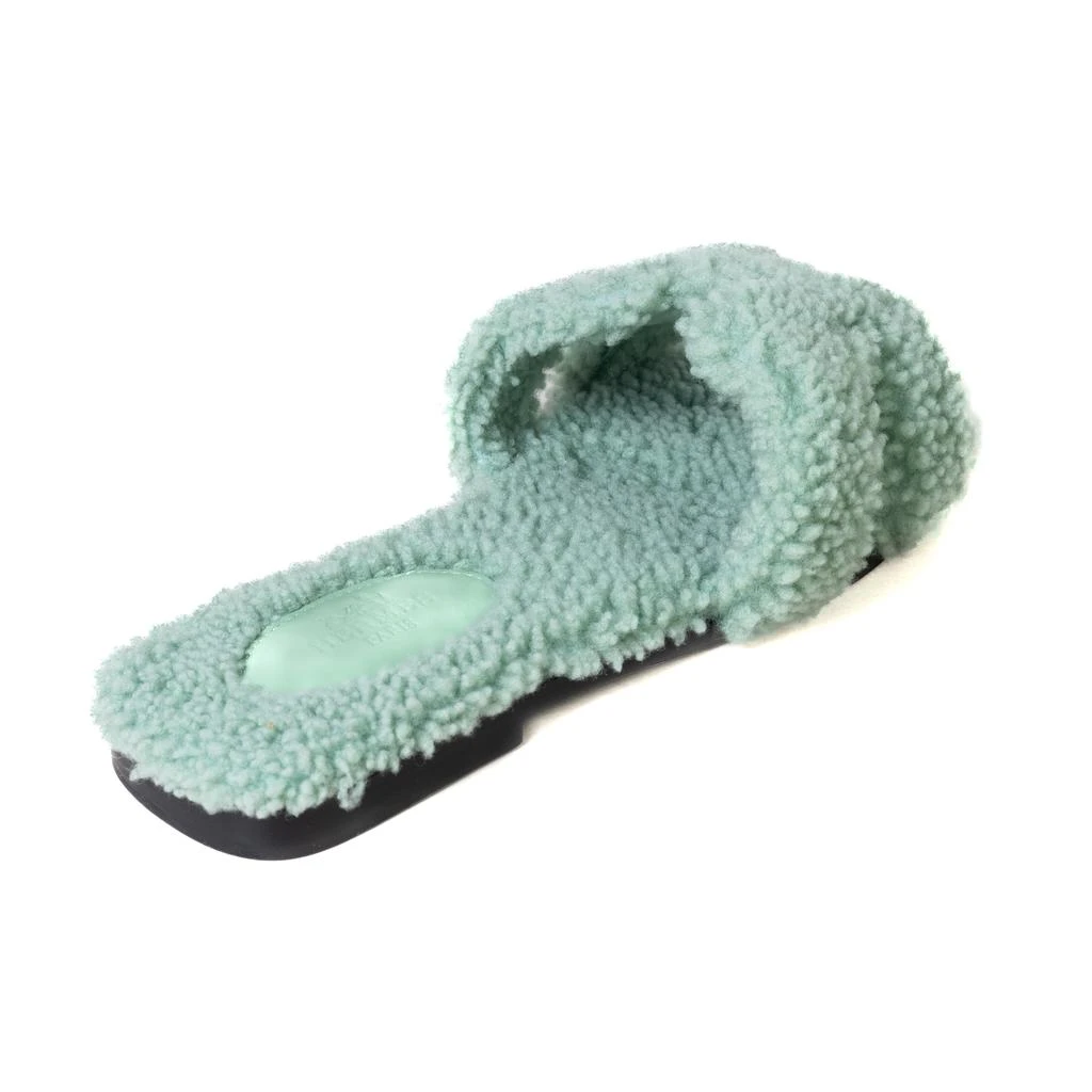 商品Hermes|Hermes Oran Teddy Sandals Vert D’Eau,价格¥7363,第2张图片详细描述