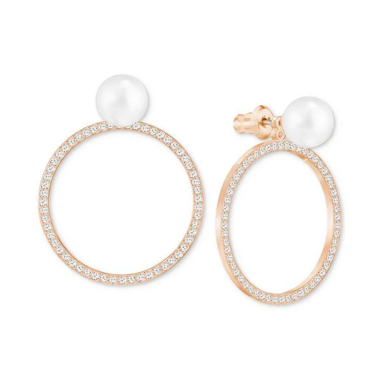 商品Swarovski|Rose Gold-Tone Pavé & Imitation Pearl Drop Hoop Earrings,价格¥592,第2张图片详细描述