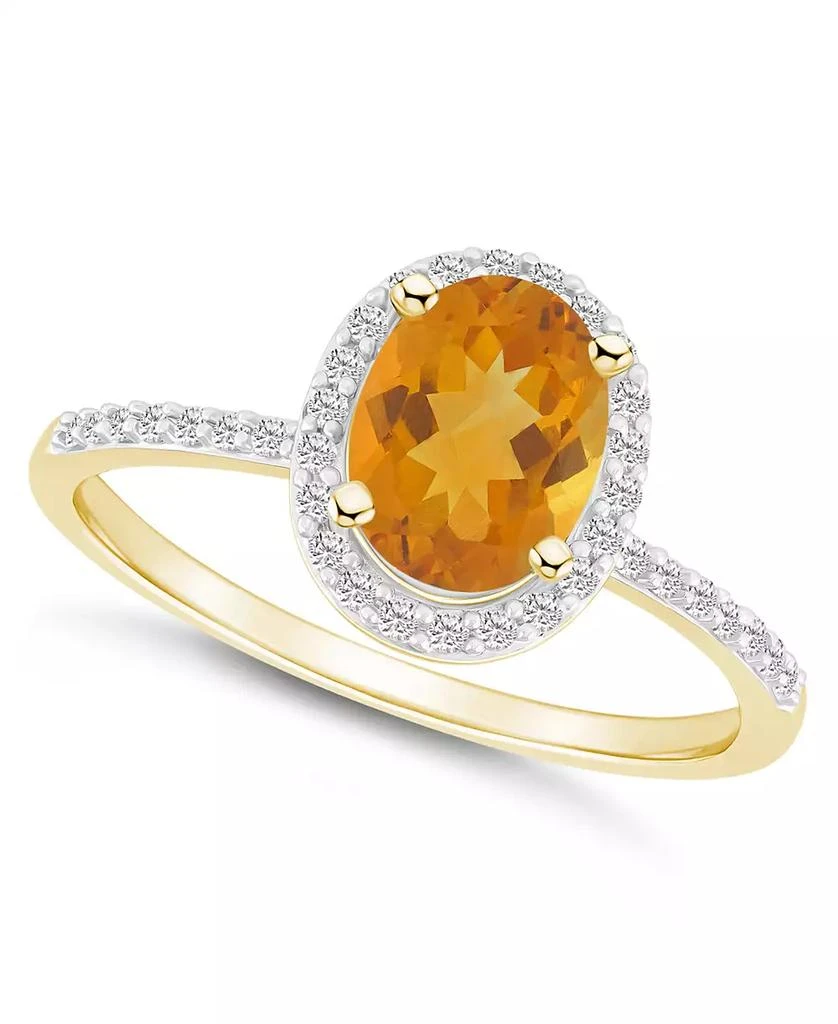 商品Macy's|Citrine (1-1/5 ct. t.w.) and Lab Grown Sapphire (1/5 ct. t.w.) Halo Ring in 10K Yellow Gold,价格¥1962,第1张图片