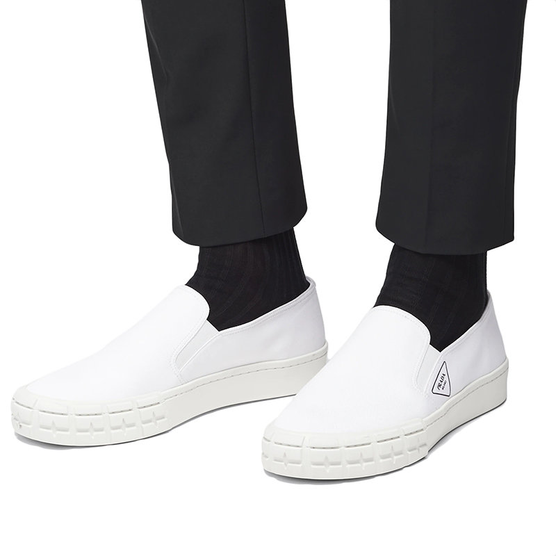 【预售3-7天】PRADA/普拉达 22年春夏新款 Cassetta Wheel系列 男士白色棉质华达呢面料运动鞋布鞋2DG113_GUD_F0009_F_G000商品第5张图片规格展示