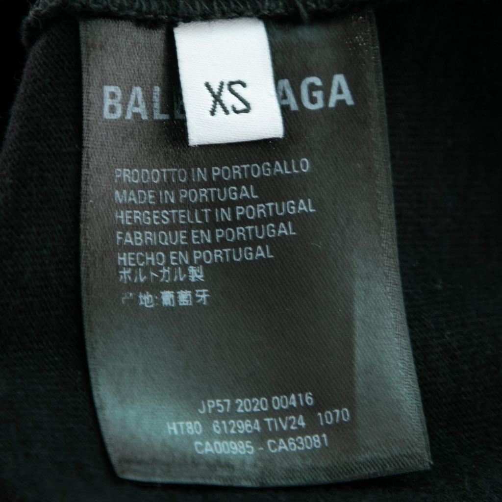 Balenciaga Black Logo Print Cotton Crewneck T-Shirt XS商品第5张图片规格展示