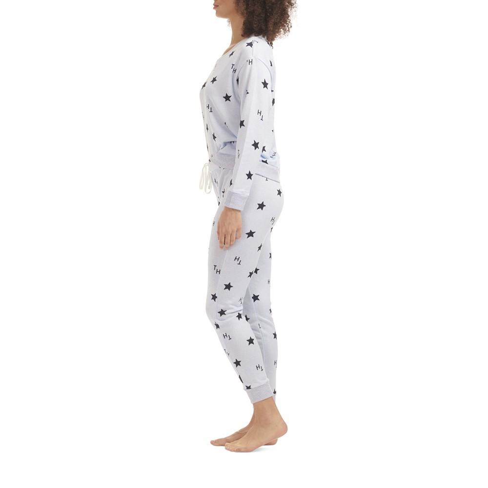 Women's Hacci Printed Pajama Pullover Pant Set商品第4张图片规格展示