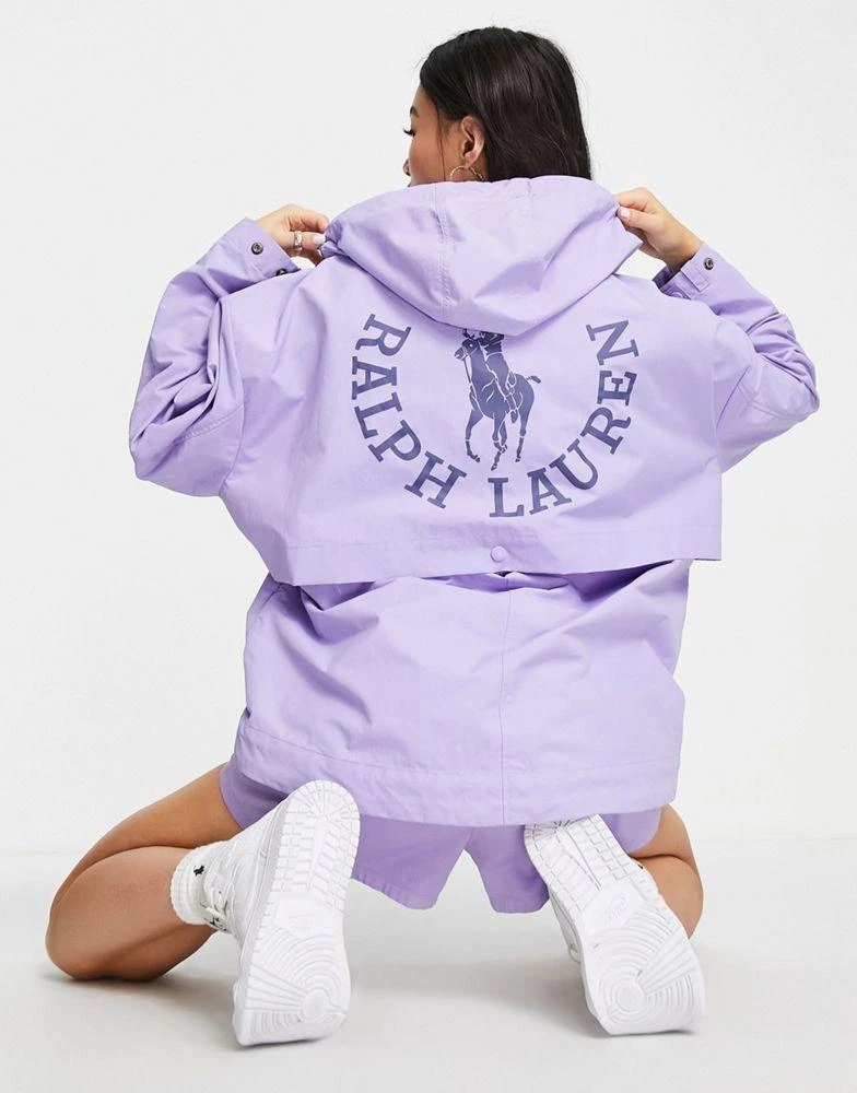 商品Ralph Lauren|Polo Ralph Lauren x ASOS exclusive collab nylon logo hooded jacket in lavender,价格¥1162,第2张图片详细描述