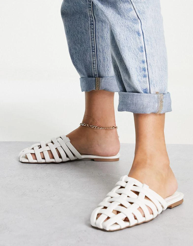 商品ASOS|ASOS DESIGN Levels fisherman ballet mules in white,价格¥138,第4张图片详细描述