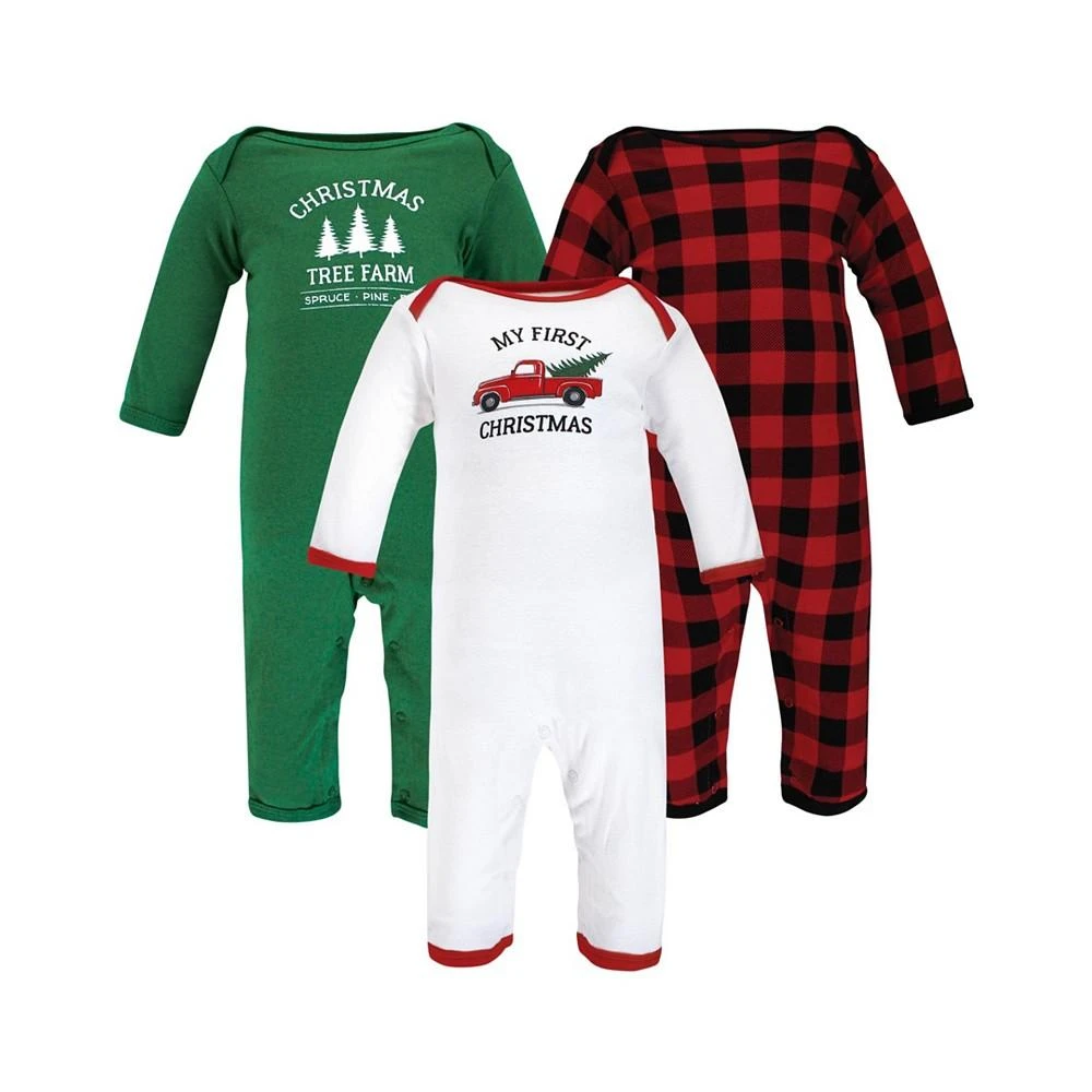 商品Hudson|Baby Girls and Boys Christmas Cotton Coveralls, Pack of 3,价格¥166,第1张图片