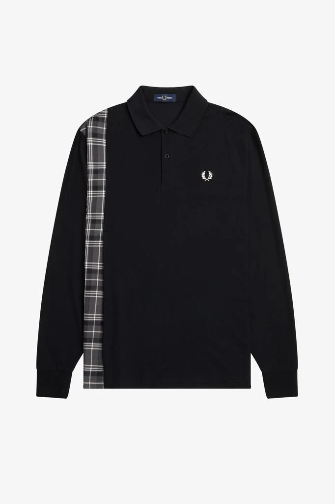 商品Fred Perry|Fred Perry M4575 Tartan Panel Long Sleeve Polo Black,价格¥922,第1张图片