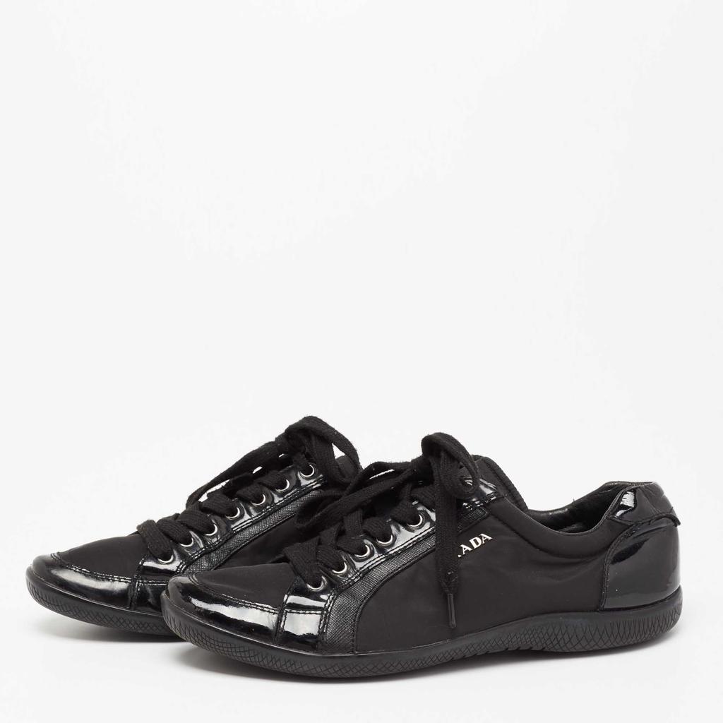 Prada Sport Black Patent Leather and Neoprene Low-Top Sneakers Size 39商品第2张图片规格展示