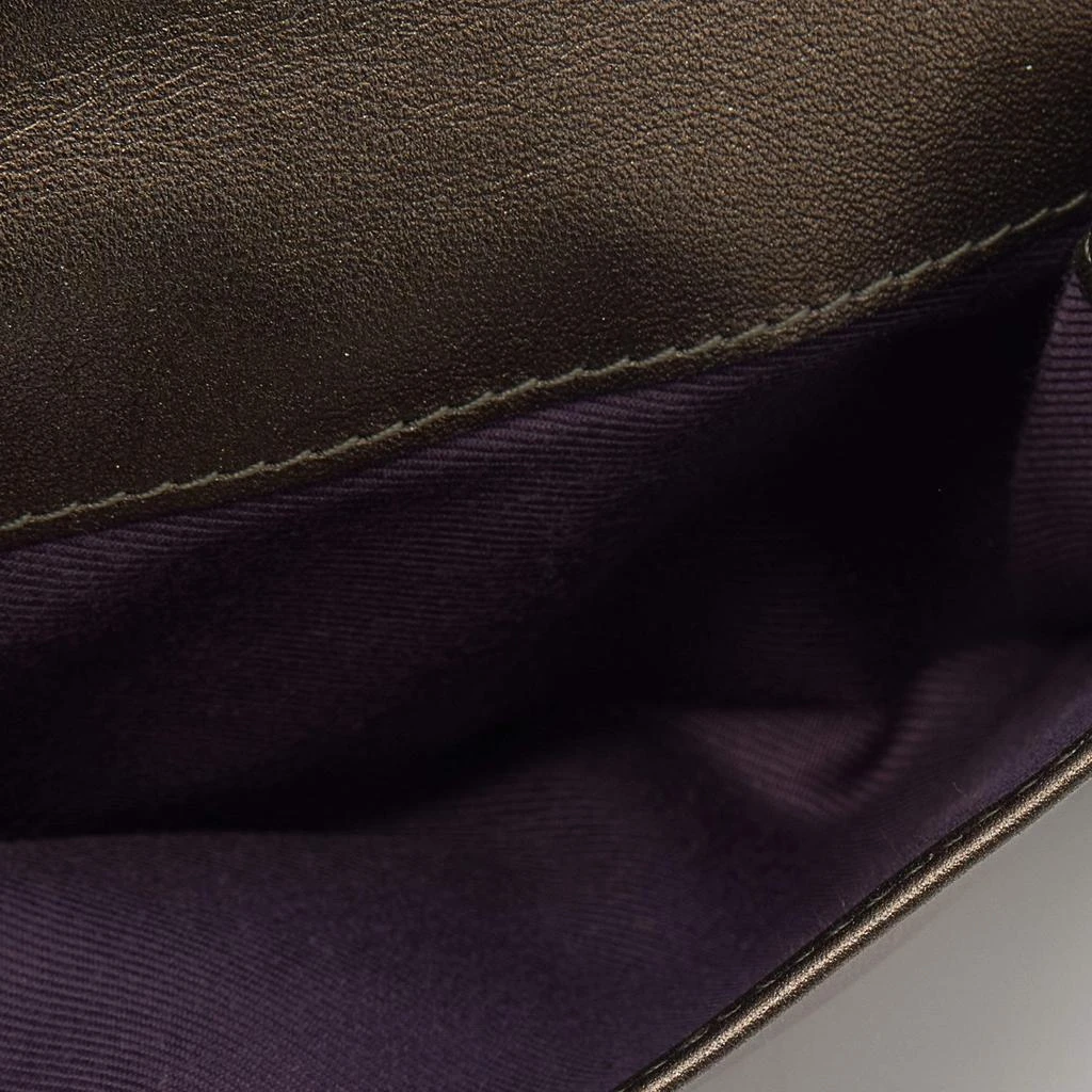 商品[二手商品] BVLGARI|Bvlgari Metallic Brown Leather Double Ring Flap Compact Wallet,价格¥840,第3张图片详细描述