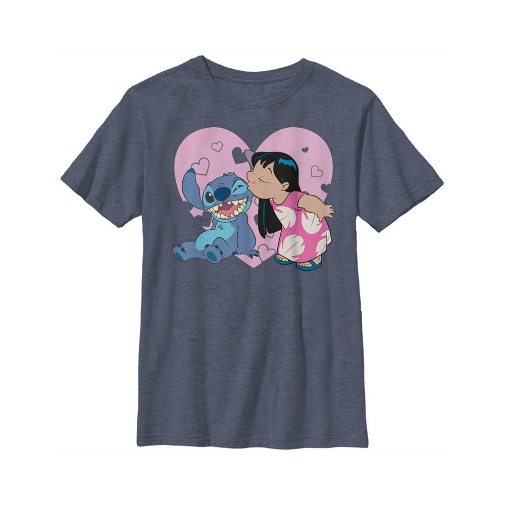 Boy's Lilo & Stitch Valentine's Day Kisses  Child T-Shirt商品第1张图片规格展示