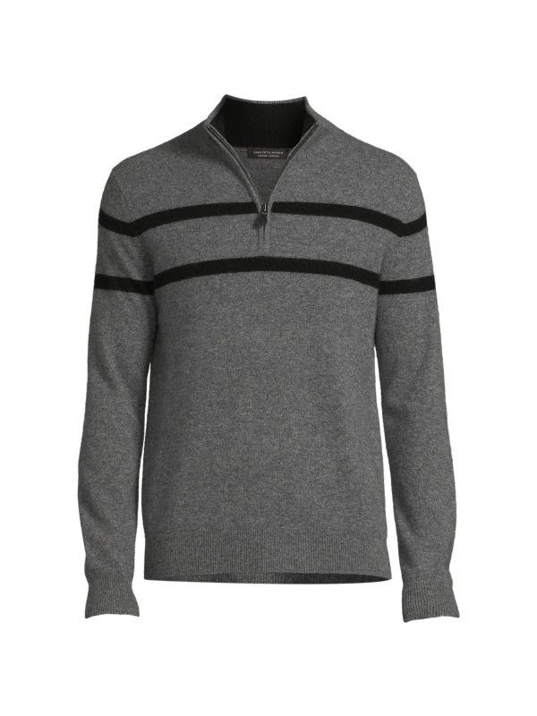 商品Saks Fifth Avenue|Striped 100% Cashmere Quarter Zip Sweater,价格¥357,第3张图片详细描述