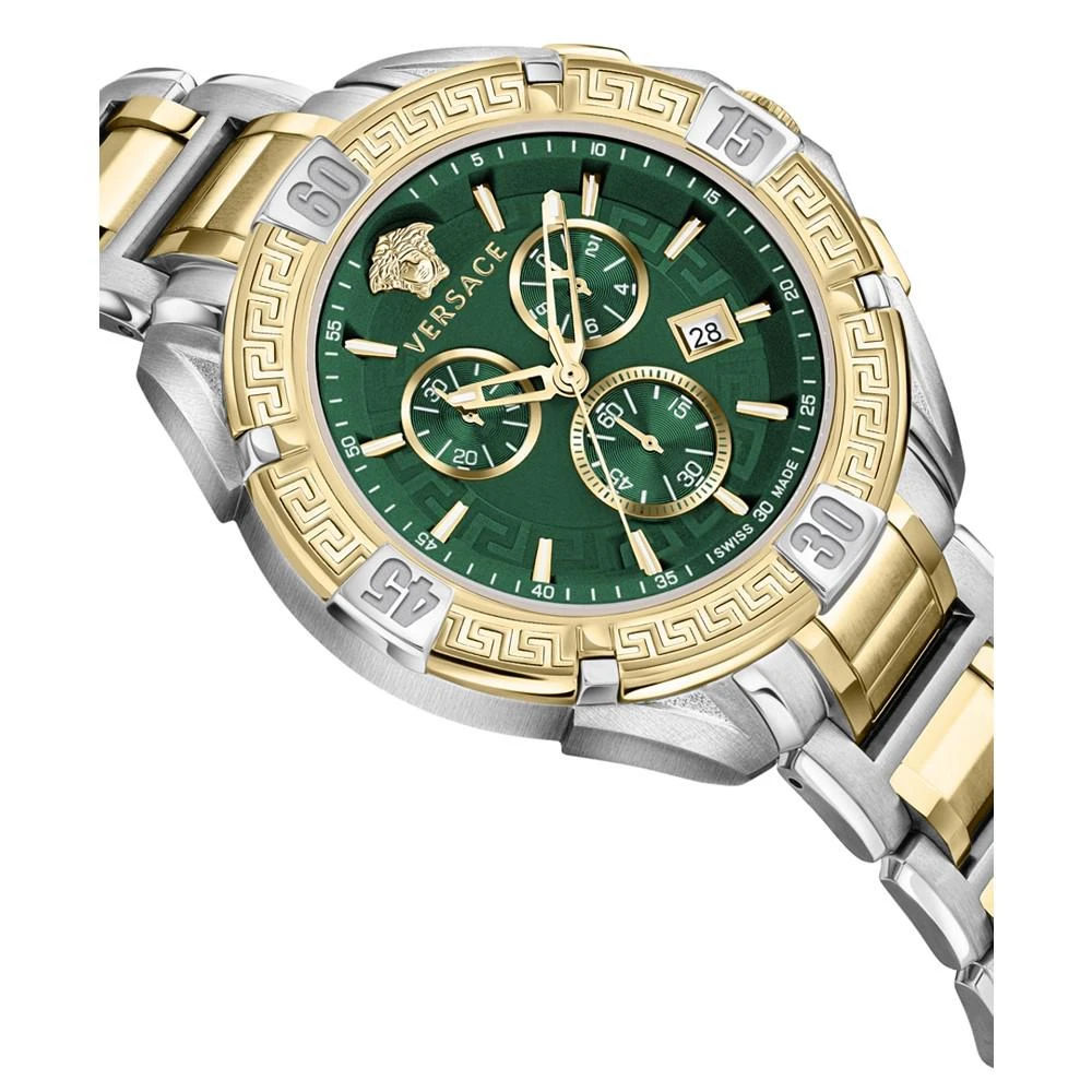 商品Versace|Men's Swiss Chronograph V-Greca Two-Tone Stainless Steel Bracelet Watch 46mm,价格¥9377,第3张图片详细描述