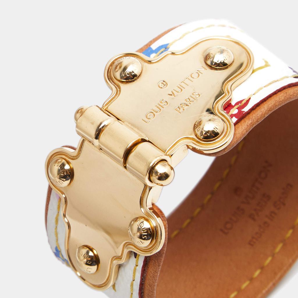 商品[二手商品] Louis Vuitton|Louis Vuitton White Canvas Multicolor Monogram Gold Tone Metal Bracelet,价格¥3011,第4张图片详细描述