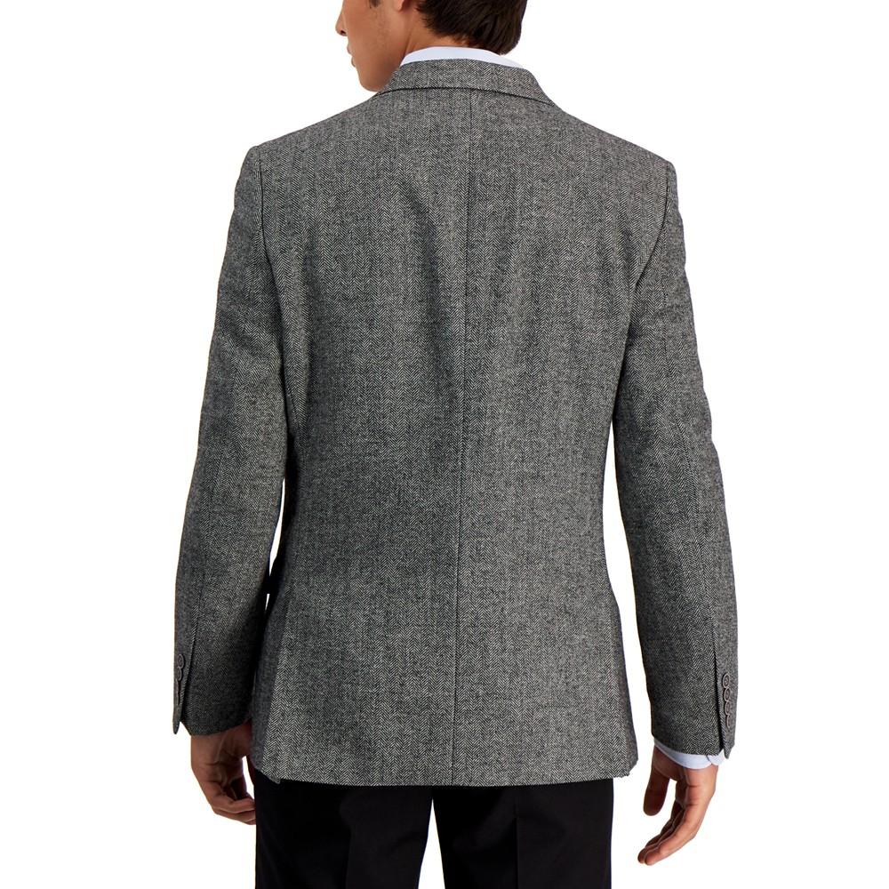 Men's Modern-Fit Solid Herringbone Tweed Sport Coat商品第2张图片规格展示