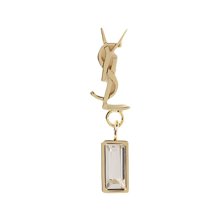 商品[国内直发] Yves Saint Laurent|圣罗兰 Logo徽标图案 黄铜/玻璃 单只耳环 女款 金色,价格¥2382,第1张图片
