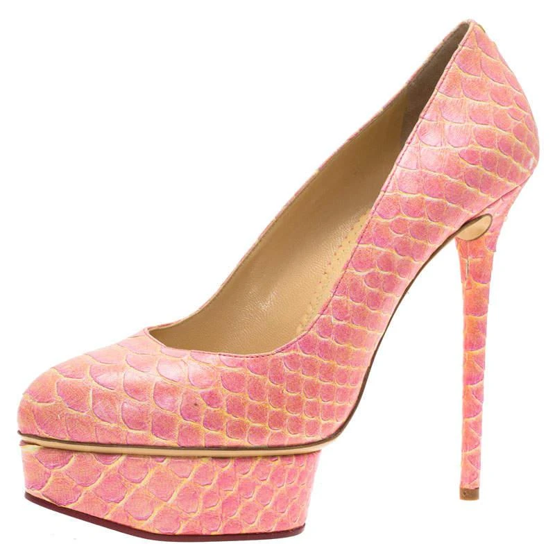 商品Charlotte Olympia|Charlotte Olympia Pink Python Priscilla Platform Pumps Size 40,价格¥704,第1张图片