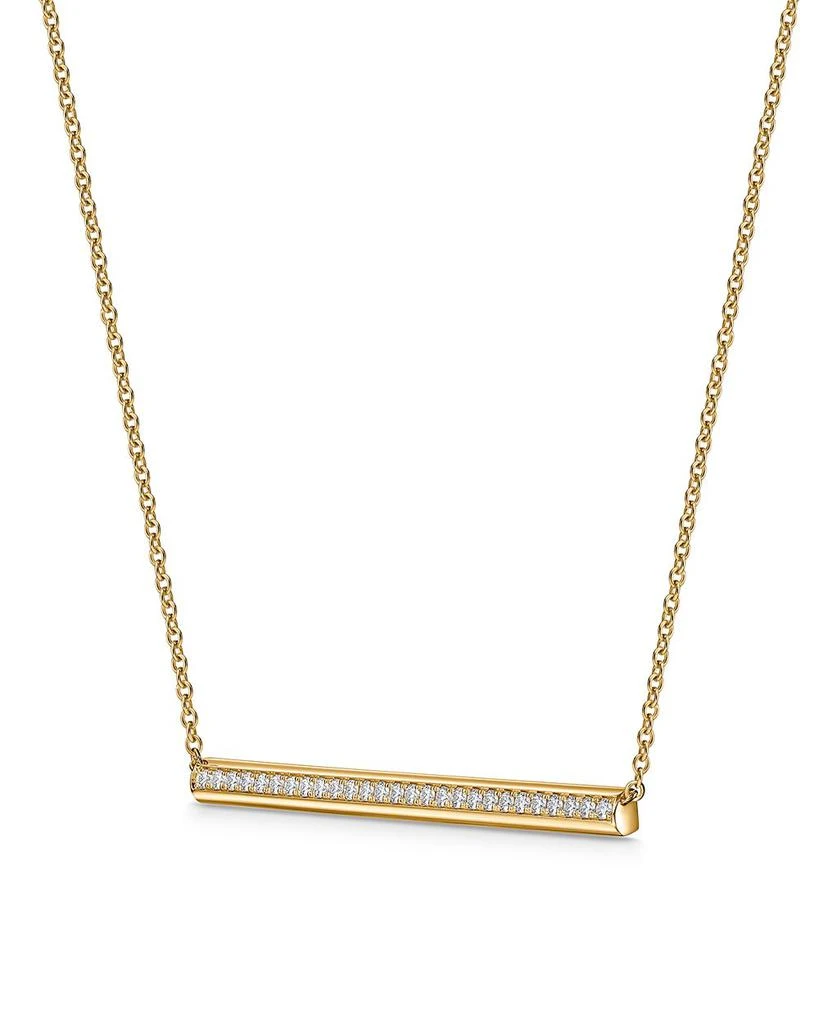 18K Yellow Gold Barre Diamond Pavé Bar Necklace, 18" 商品