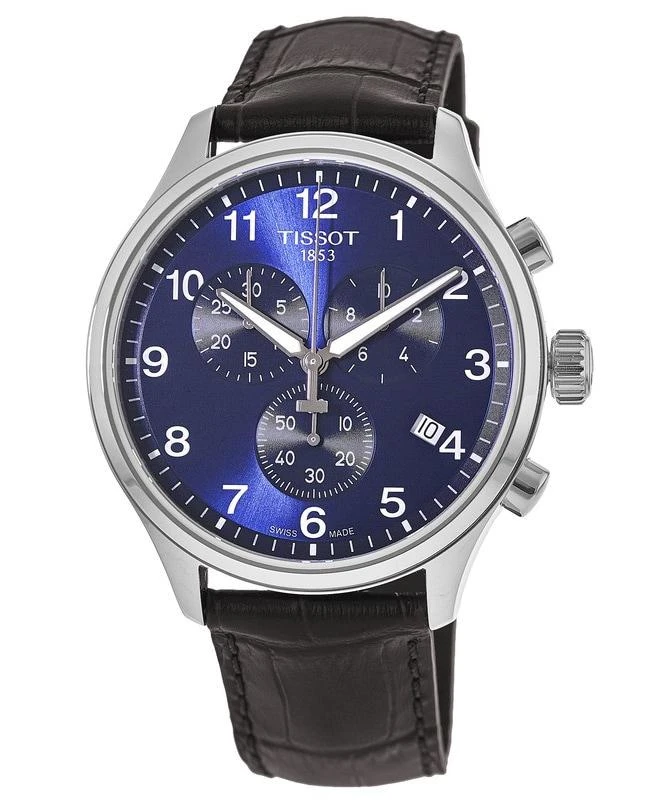 商品Tissot|Tissot Chrono XL Classic Blue Dial Brown Leather Strap Men's Watch T116.617.16.047.00,价格¥2319,第1张图片