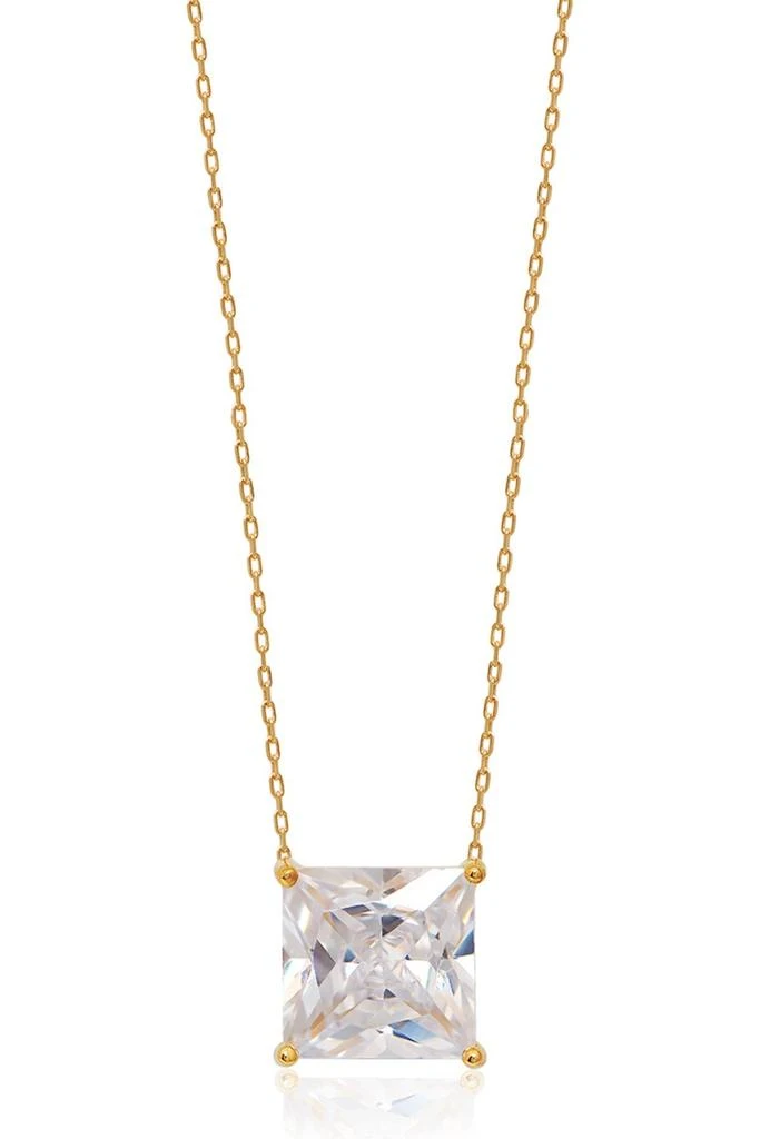 商品Gabi Rielle|Yellow Gold Vermeil Princess-Cut CZ Solitaire Pendant Necklace,价格¥263,第1张图片