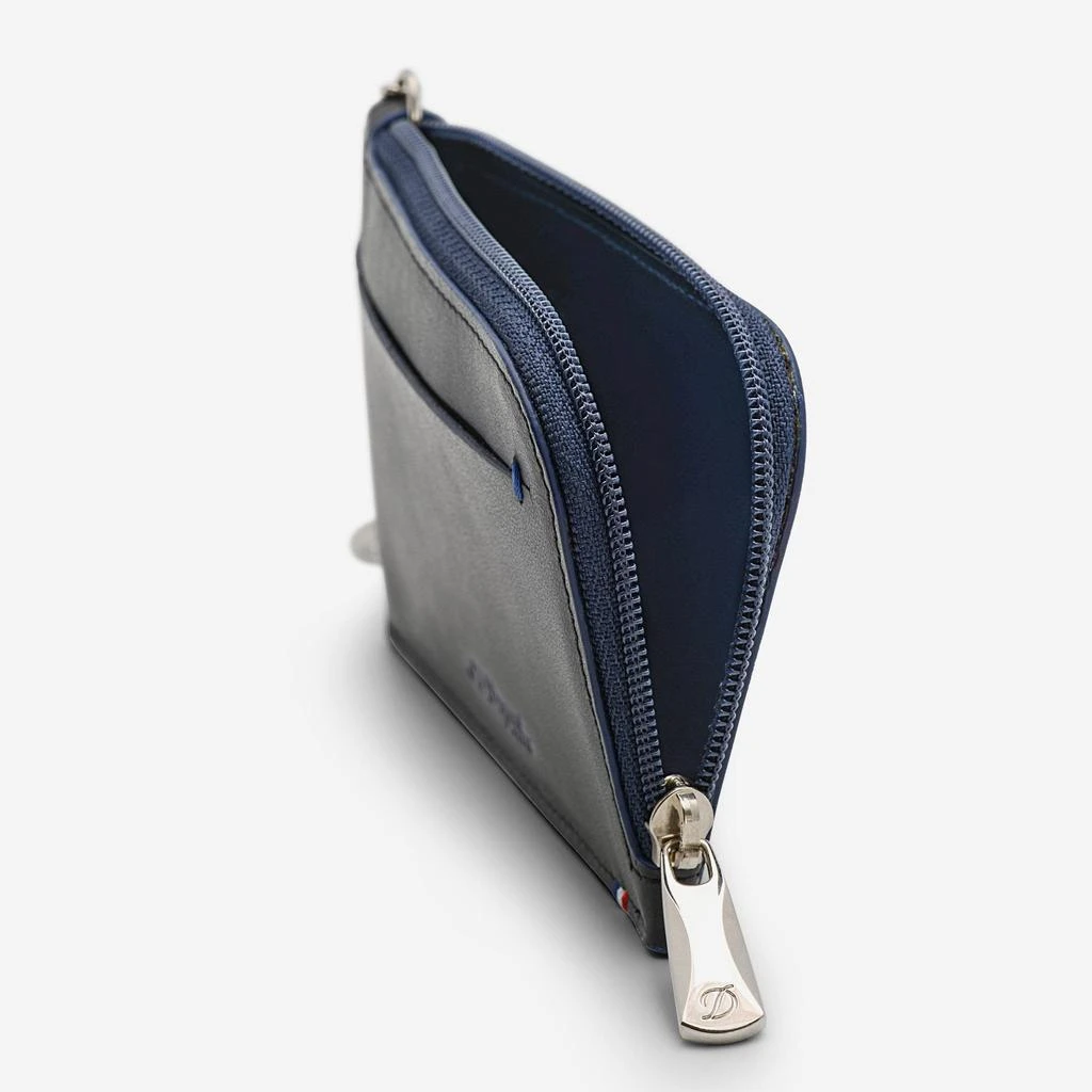 商品S.T. Dupont|S.T. Dupont "Line D" Slim Blue and Black Cowhide and Leather Coin Purse and Key Ring 184002,价格¥569,第2张图片详细描述