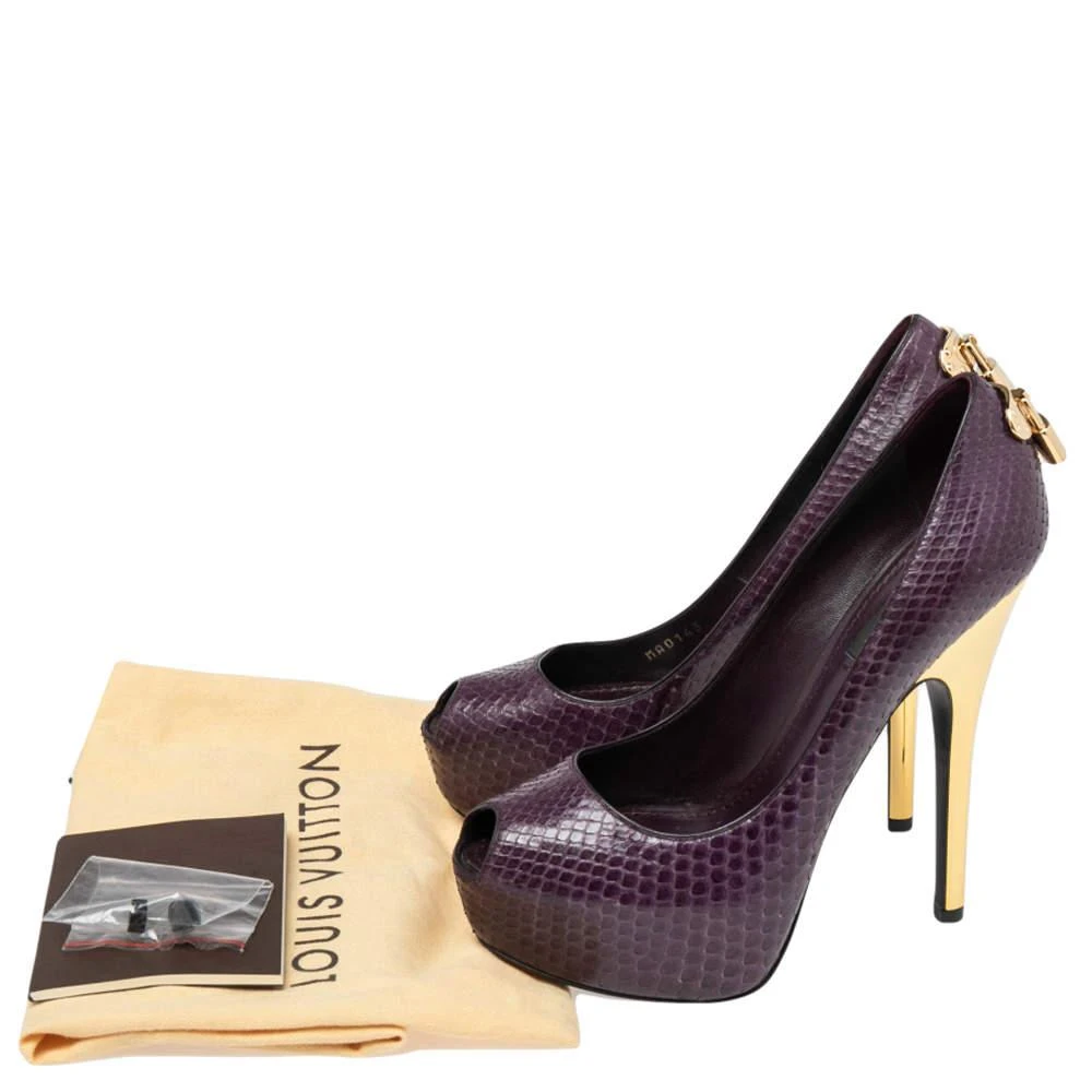 Louis Vuitton Purple Python Oh Really! Peep Toe Platform Pumps Size 36.5 商品